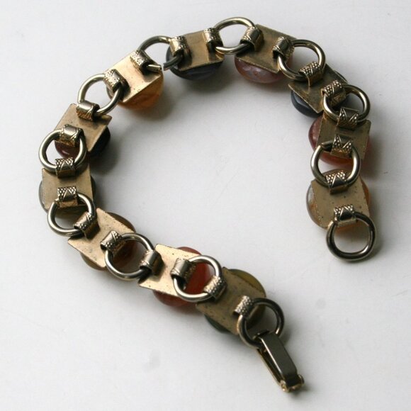 VINTAGE Stone Bracelet Womens  Gold Tone Polished Rock Fall Wear - Picture 4 of 5